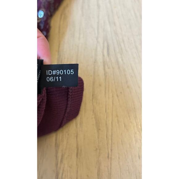 Vintage Express Cami Tank Burgundy Babydoll Y2K beads Sequins Whimsical Club M - Picture 7 of 13